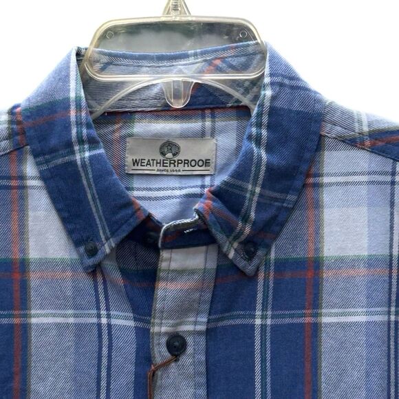NEW Weatherproof Brand Men's Plaid Blue White Button Up Shirt - Size Small - Picture 2 of 11